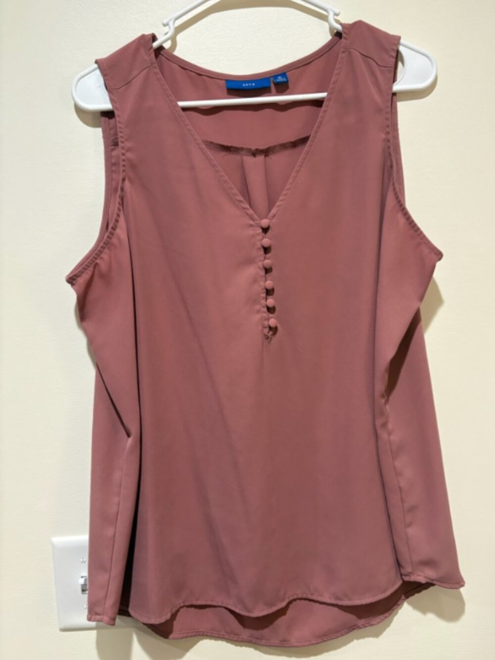 Rose blush sleeveless blouse with button accents, Apt. 9